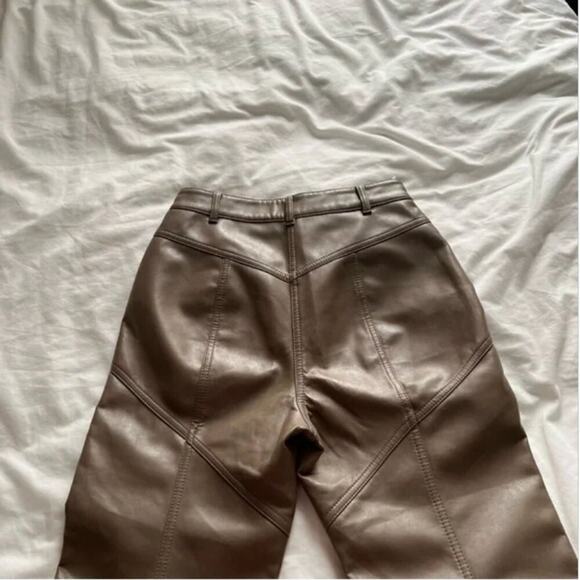 Aritzia Wilfred Rebel Taupe Faux Leather High Rise Pants - Picture 5 of 7